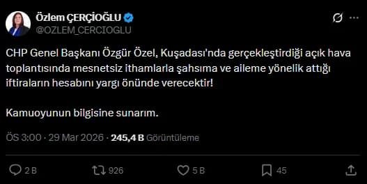 Çerçioğlu'ndan Özgür Özel'e dava: Hesabını verecek — 2